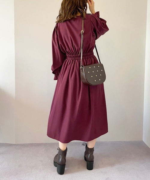 「OLIVE des OLIVE」 長袖ワンピース FREE ボルドー レディース_画像9