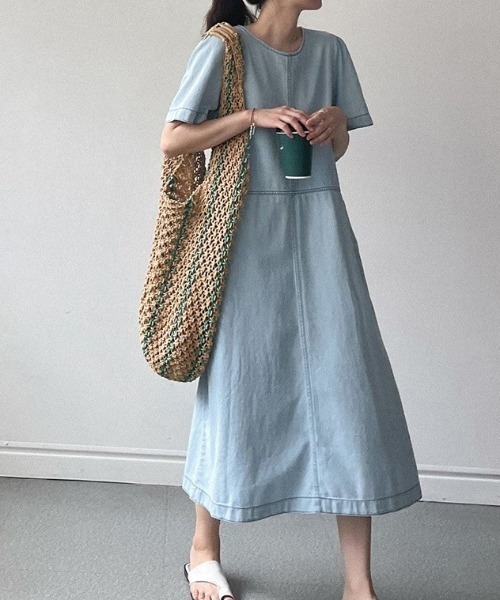 ワンピース Aラインデニムワンピースの画像