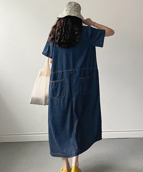 ワンピース Aラインデニムワンピースの画像
