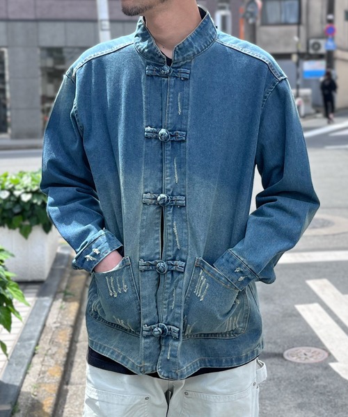 海外限定　カンフーデニムジャケット　2XL デニムカンフージャケット（ファッション）のおすすめ人気商品一覧