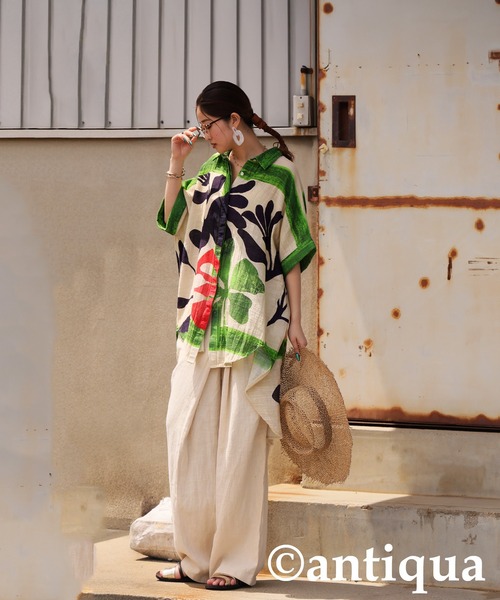 「antiqua」 半袖シャツ ONESIZE ベージュ レディース_画像9