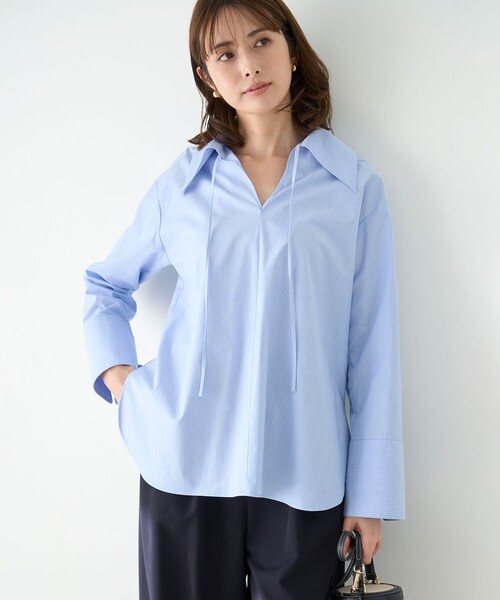 「UNFILO」 長袖ブラウス MEDIUM ブルー レディース_画像2