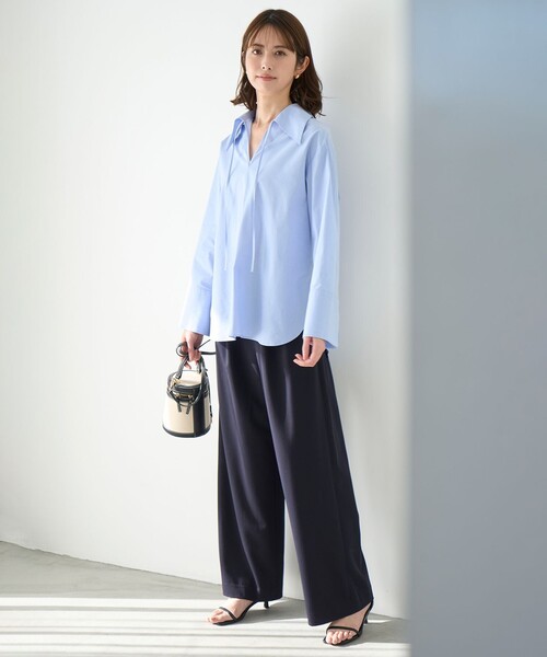 「UNFILO」 長袖ブラウス MEDIUM ブルー レディース_画像3