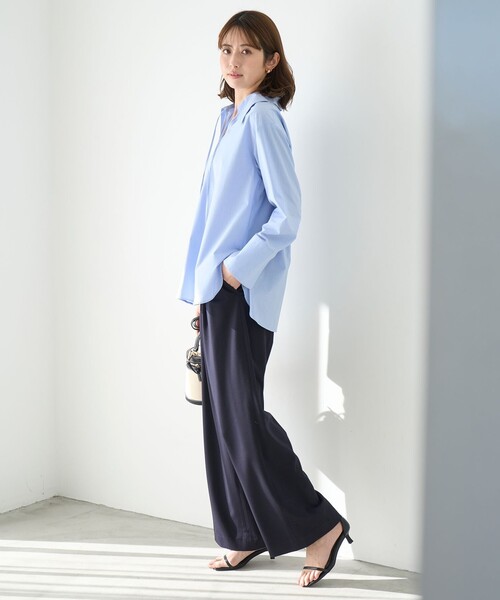 「UNFILO」 長袖ブラウス MEDIUM ブルー レディース_画像4