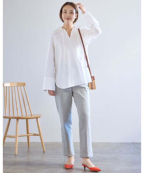 「UNFILO」 長袖ブラウス MEDIUM ブルー レディース_画像5