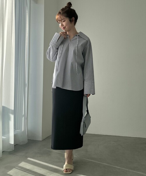 「UNFILO」 長袖ブラウス MEDIUM ブルー レディース_画像7