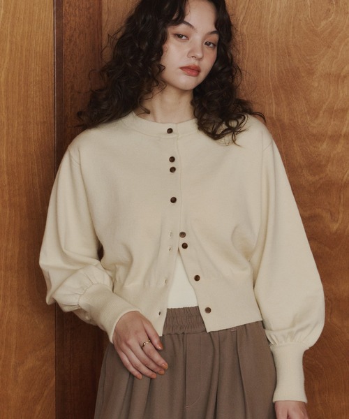 OLUN カーディガン Waist ribbed short cardigan/ウエストリブショート