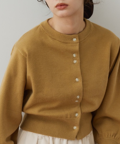 OLUN カーディガン Waist ribbed short cardigan/ウエストリブショート