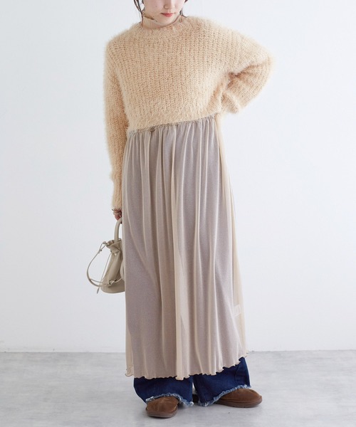 「w closet」 長袖ワンピース FREE シルバー レディース_画像2