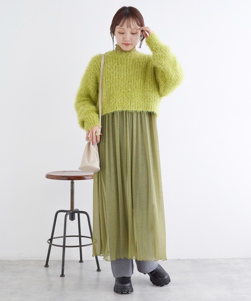 「w closet」 長袖ワンピース FREE シルバー レディース_画像5