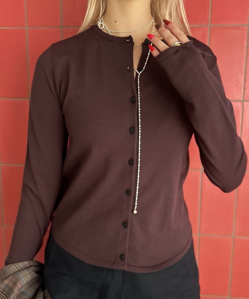 Ameri（アメリ） カーディガン LOW BASIC COMPACT KNIT CARDIGAN