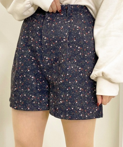 LIBERTY for J.CREW】4紺花柄ショートパンツ大きいサイズ