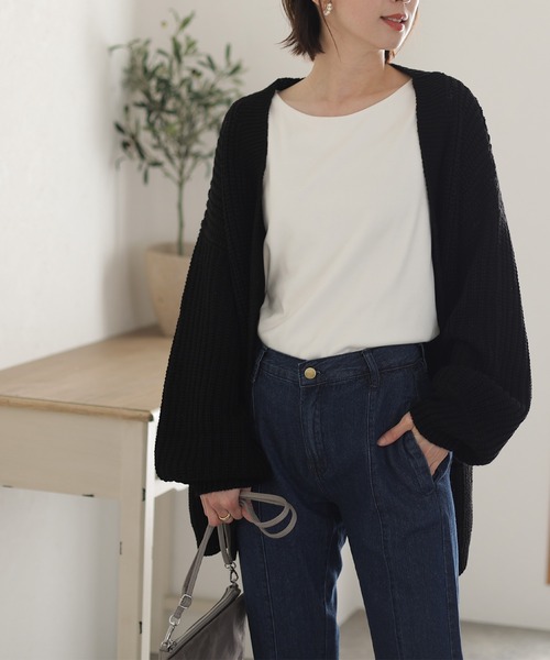 カーディガン ビックシルエットボリュームスリーブカーディガン レディース ElegChic カーディガン ビックシルエットボリュームスリーブ