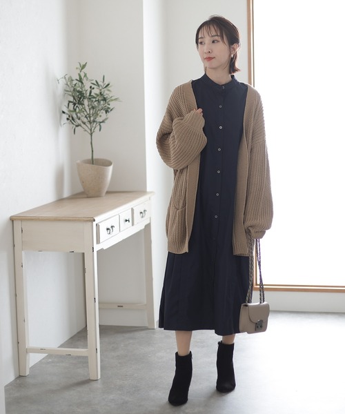 カーディガン ビックシルエットボリュームスリーブカーディガン レディース ElegChic カーディガン ビックシルエットボリュームスリーブ