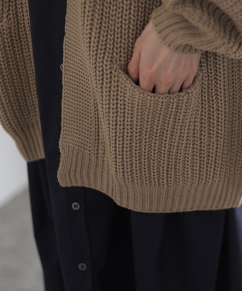 ElegChic カーディガン ビックシルエットボリュームスリーブ