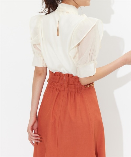 スカート サイドチェーン接ぎフレアスカート ポリエステル