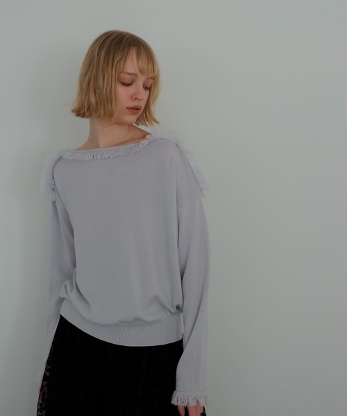 ニット セーター cash feel wool fringe pullover(CASHFEELウールフリンジプルオーバー) レディース DRESSLAVE ニット セーター cash feel wool fringe pullover