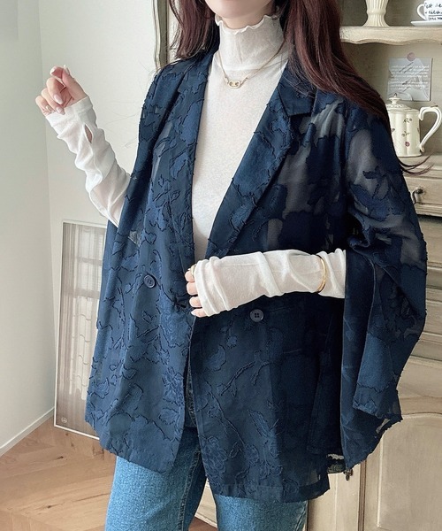 Meiru ジャケット テーラードジャケット シアージャガードスリット