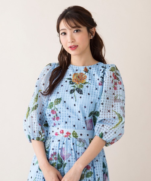 Rose Tiara シャツ ブラウス 「セットアップ対応」フラワーチェック 