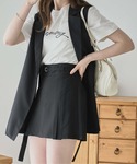 スカート WEGO/リネンライクプリーツミニスカパンの詳細画像5