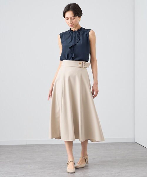 ANAYI ブラウス シャツ クレープデシンフロントラッフルブラウス