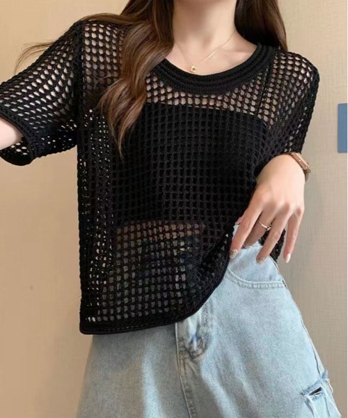 SINSS ハーフスリーブメッシュニットシャツ SINSS シャツ Half sleeve mesh knit shirt / ハーフスリーブ