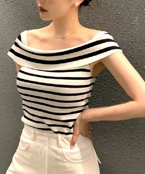 カットソー(半袖+袖なし) Ponte Off-Shoulder Top tシャツ オフショルダー ノースリーブトップス レディース : ZOZOTOWN
