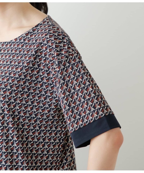 tシャツ ポリエステル強撚スムース ナイトキューブプリント 半袖プルオーバー レディース NEWYORKER tシャツ ポリエステル強撚スムース ナイトキューブ