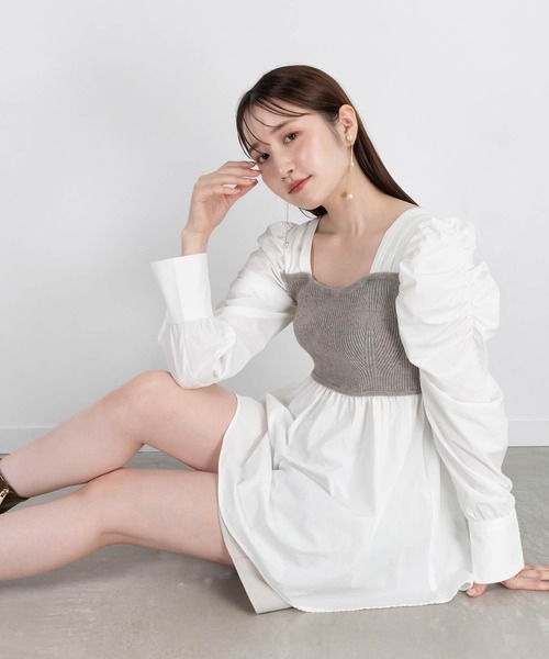 RANDA（ランダ） ブラウス シャツ 「選べる丈感」ニットビスチェ