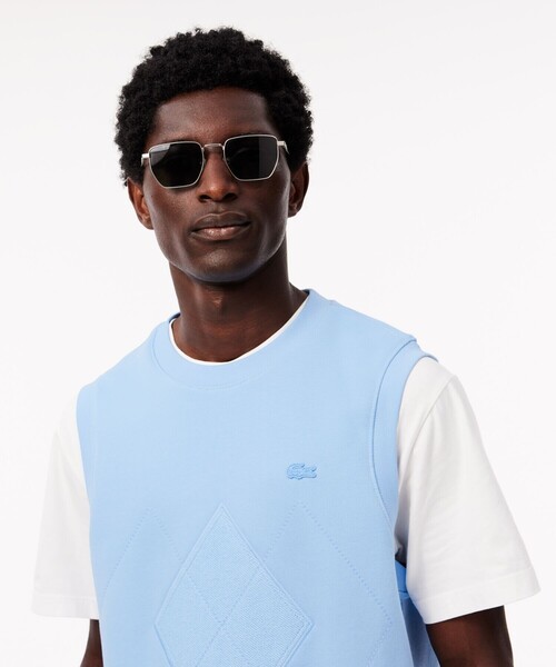 LACOSTE ベスト ジレ オーバーサイズ アーガイル柄パッチ