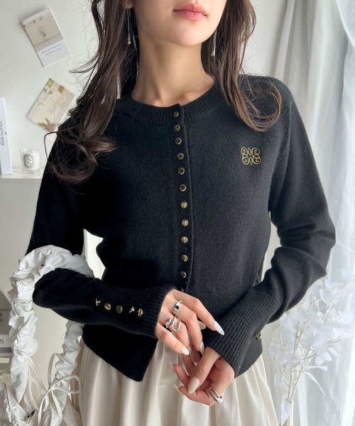 Milly - Milly   カシミヤ カーディガン  リボン mily bilet】女性らしさ滲み出る。シャギーリボン前後2WAY