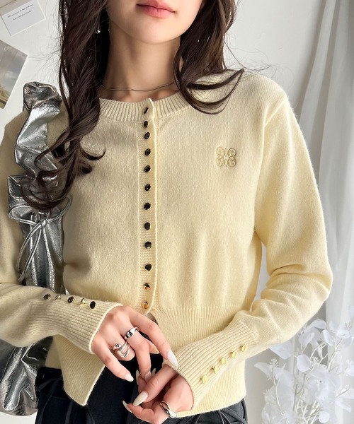 mily bilet カーディガン 「mily bilet」ゴールドボタン使いが