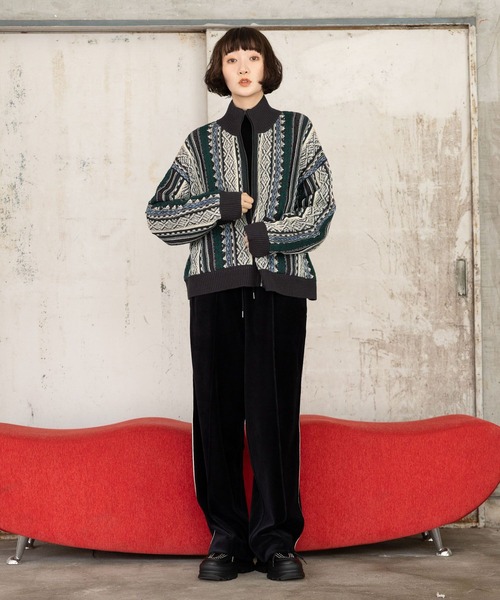 niko and…（ニコアンド） パンツ ラビットタッチベロアパンツ