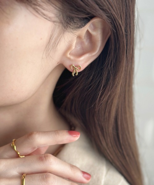 sowang ピアス シンプルミニリボンピアス-simple mini ribbon pierce