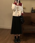 カーディガン ハートボタン配色カーディガン レ...の詳細画像5