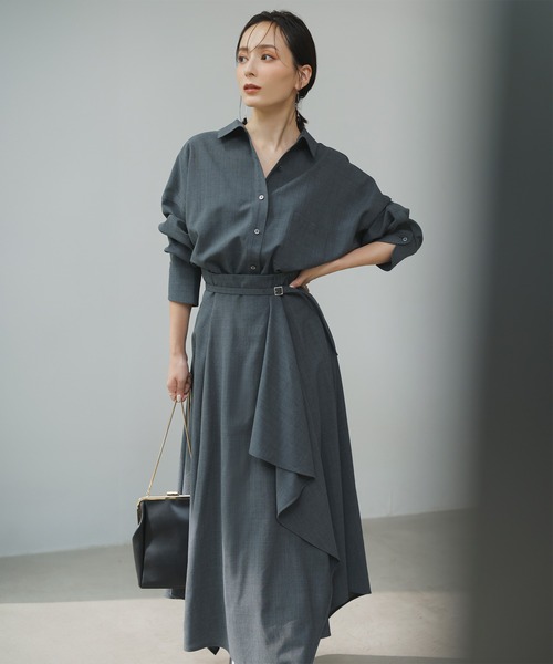 【Cherie】ánuans アニュアンス ウールブレンドスタンダードシャ anuans ブラウス シャツ ウールブレンドスタンダードシャツ