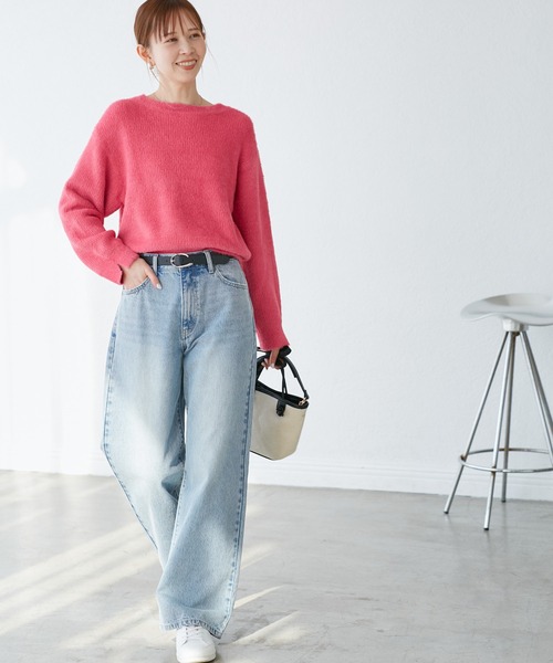 ニット/セーター PAINT CHECK FLUFFY KNIT ROPE' PICNIC（ロペ ピクニック） ニット セーター fluffy knit