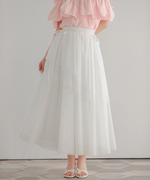 Fit more（フィットモア） ロング スカート サイドリボンアシメ