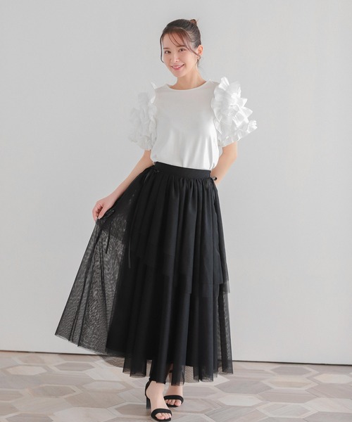 Fit more（フィットモア） ロング スカート サイドリボンアシメ