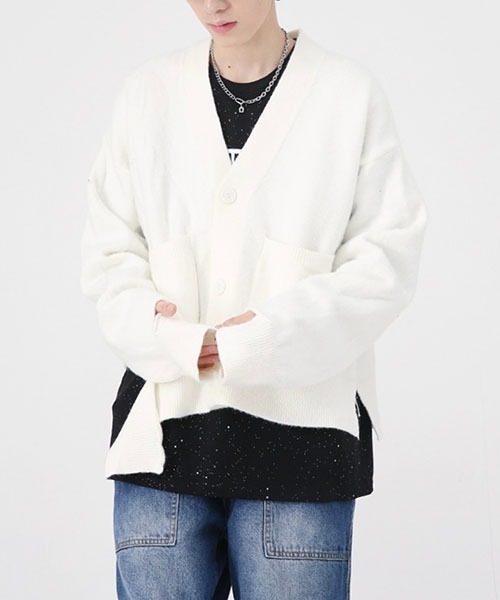 「WESTBOY」 ニットカーディガン M ホワイト メンズ_画像7