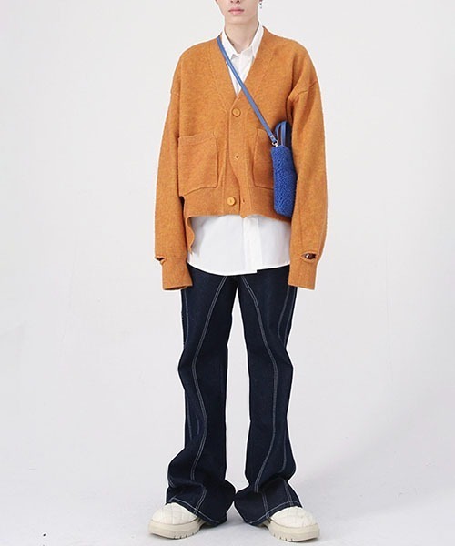 「WESTBOY」 ニットカーディガン M ホワイト メンズ_画像8