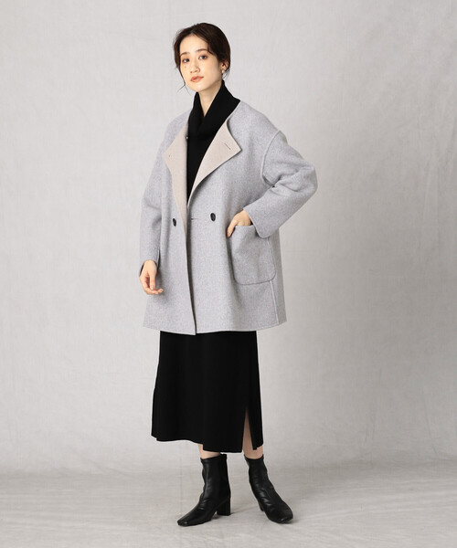 「Comme ca Mature」 ノーカラージャケット FREE ライトグレー レディース_画像6