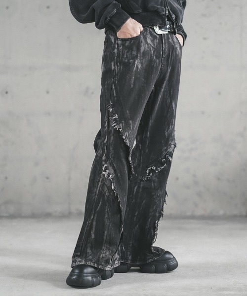 Shoowtime ジーンズ Fringe design flared denim pants