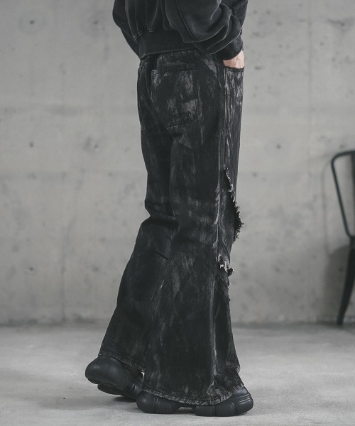 フレアデニム zenez opium ペイントpants Amazon | iaoinxing【フェミニンな印象を与えるフレアデニム