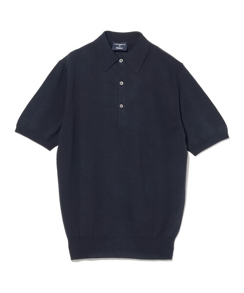 BEAMS F ニットポロシャツ 半袖 ネイビー 紺 ビームスエフ コットン BEAMS F（ビームスエフ）の「◎BEAMS F / ニットポロシャツ