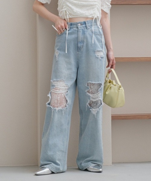 kastane レースデニムパンツ　サイズ0 Kastane ジーンズ デニム デニムパンツ 「高身長サイズ追加/低