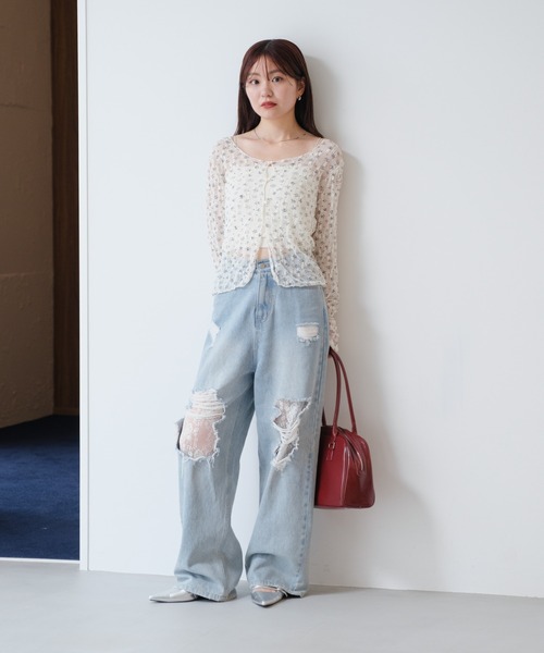 Kastane レース　デニムパンツ Kastane ジーンズ デニム デニムパンツ 「高身長サイズ追加/低