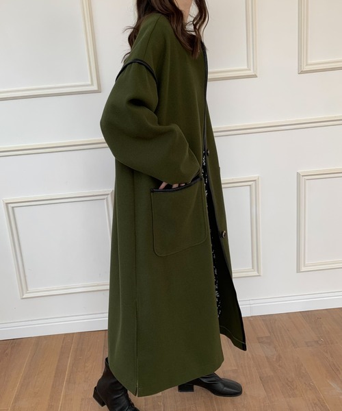 「ABITOKYO」 ノーカラーコート FREE モカ レディース_画像7