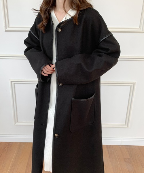 「ABITOKYO」 ノーカラーコート FREE モカ レディース_画像9