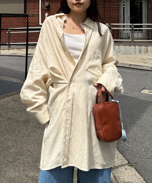 ブラウス シャツ 「willow」リネン混チュニックシャツ レディース